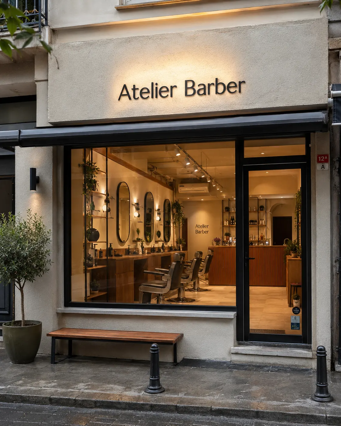 Atelier Barber dış cephe, akşam ışığında
